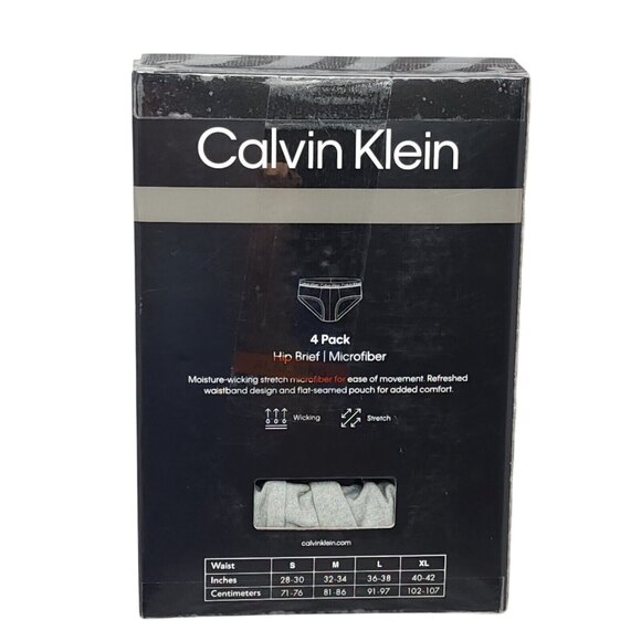 Calvin Klein Hip Brief 4 Pack Size XL Microfiber Stretch Wicking Gray Blue Black - Picture 3 of 9